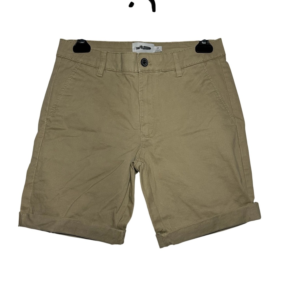 Topman Khaki Chino Shorts Flat Front Rolled Hem Size‎ 28 MCMLXXVIII